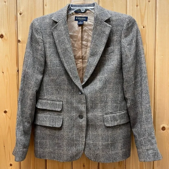 Vintage Brooks Brothers Italian Made Plaid Camel Hair 2-Button Blazer